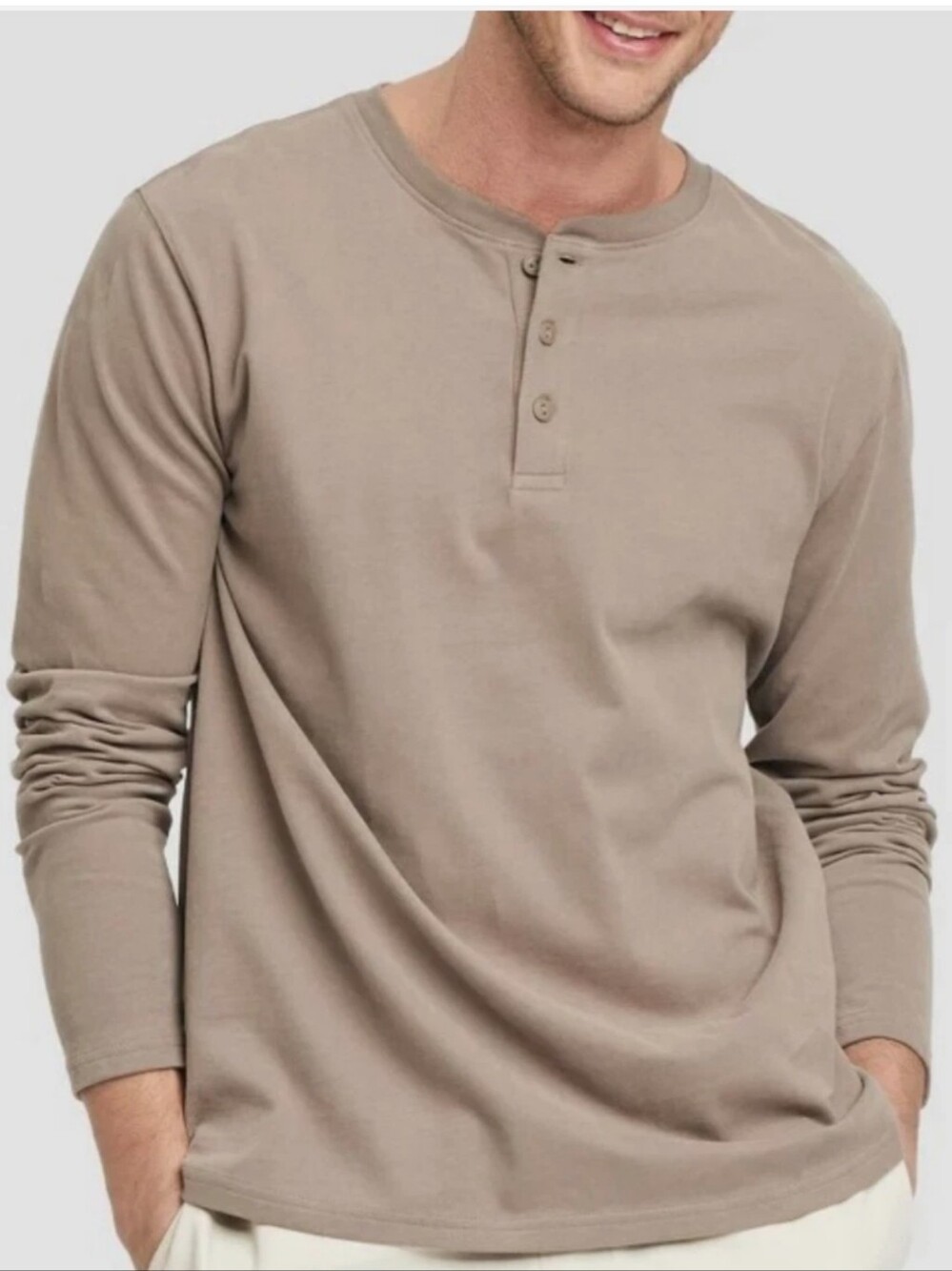 Men's Long Sleeve Standard Fit Henley - Goodfellow - S